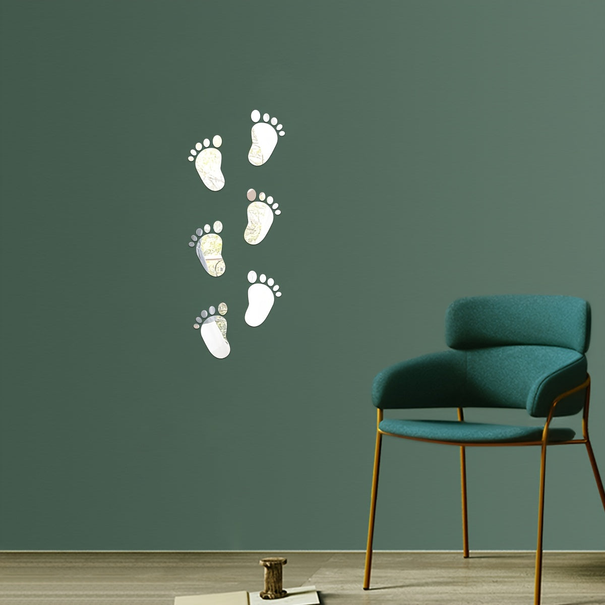 36pcs Acrylic 3D Mirror Sticker Baby Footprint Mirror Wall Stick