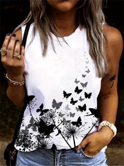 Butterfly Print Sleeveless Tank Top