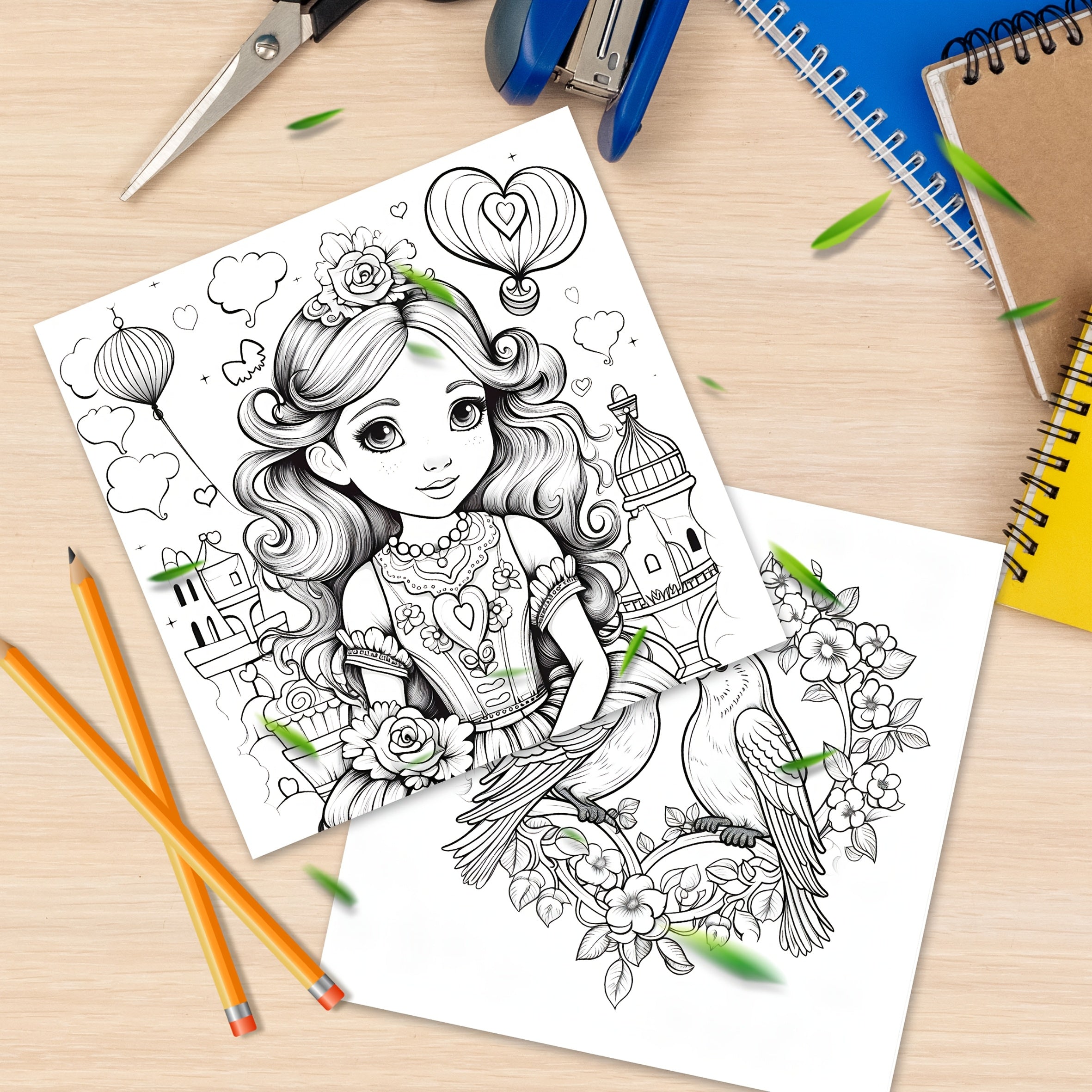 Love Palette Adult Coloring Book 24 Pages Single Sided Bear Floral Heart Designs