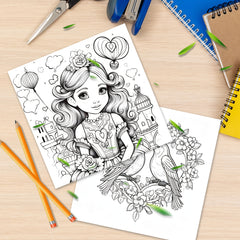 Love Palette Adult Coloring Book 24 Pages Single Sided Bear Floral Heart Designs