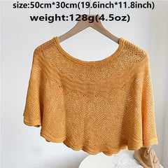 Knitted Shawl Wavy Edge Solid Wrap Cape
