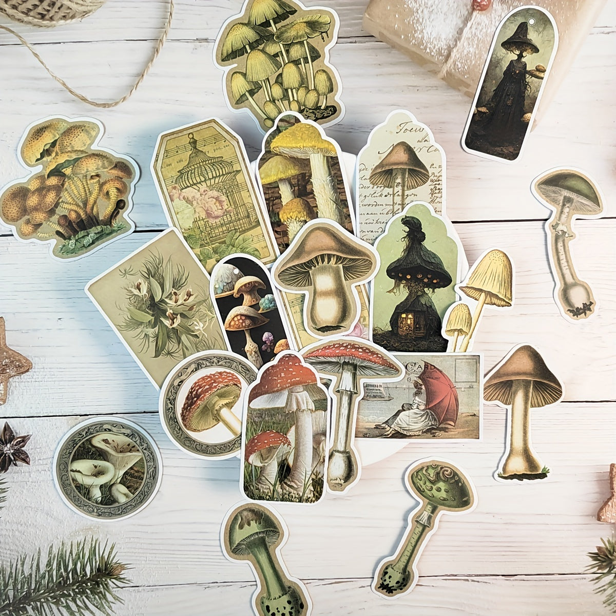 Vintage Mushrooms Nature Theme Scrapbook Stickers DIY Crafts