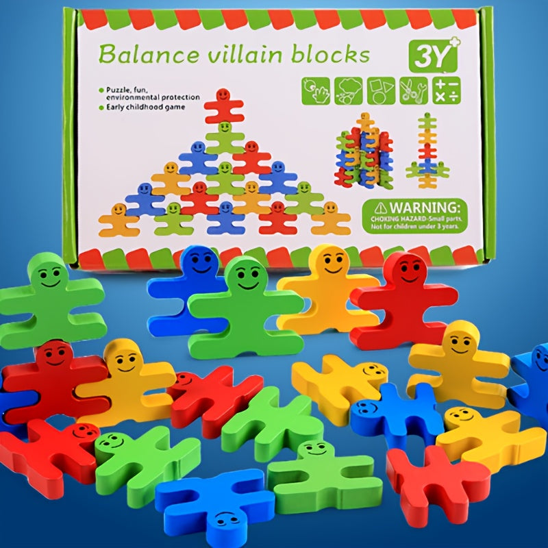 Wooden Balance Villain Blocks Montessori Toys for Toddlers