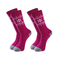 Snowflake Print Mid Tube Socks 2 Pairs Women's Stockings & Hosiery