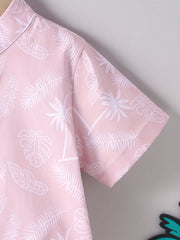 Coconut Tree Tropical Leaf Print Boys Shirt