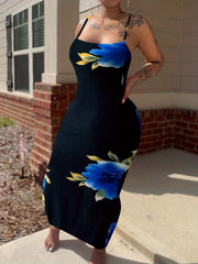 Floral Print Bodycon Maxi Cami Dress