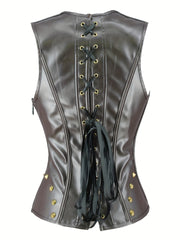 Punk Sleeveless Corset Bustier Tummy Control Lace Up Open Bust Body Shaper