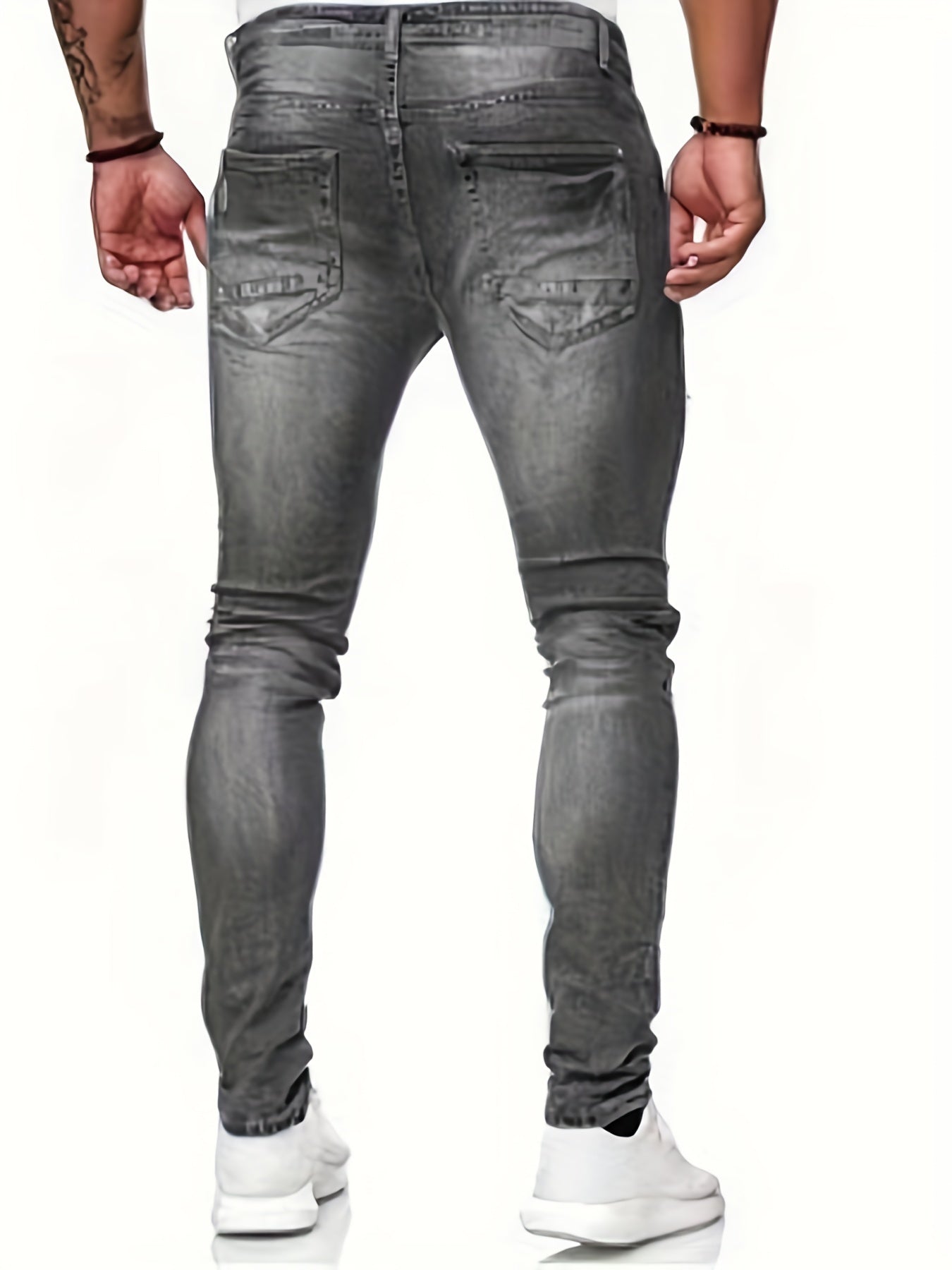 Men's Slim Fit Ripped Cotton Jeans - Street Style Distressed Denim Pants