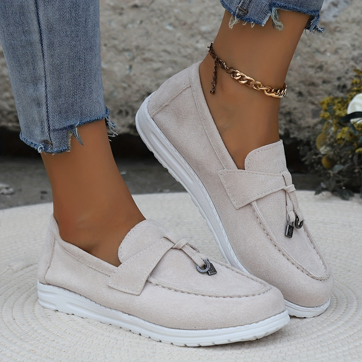 Metal Decor Lightweight Slip On Skate Shoes