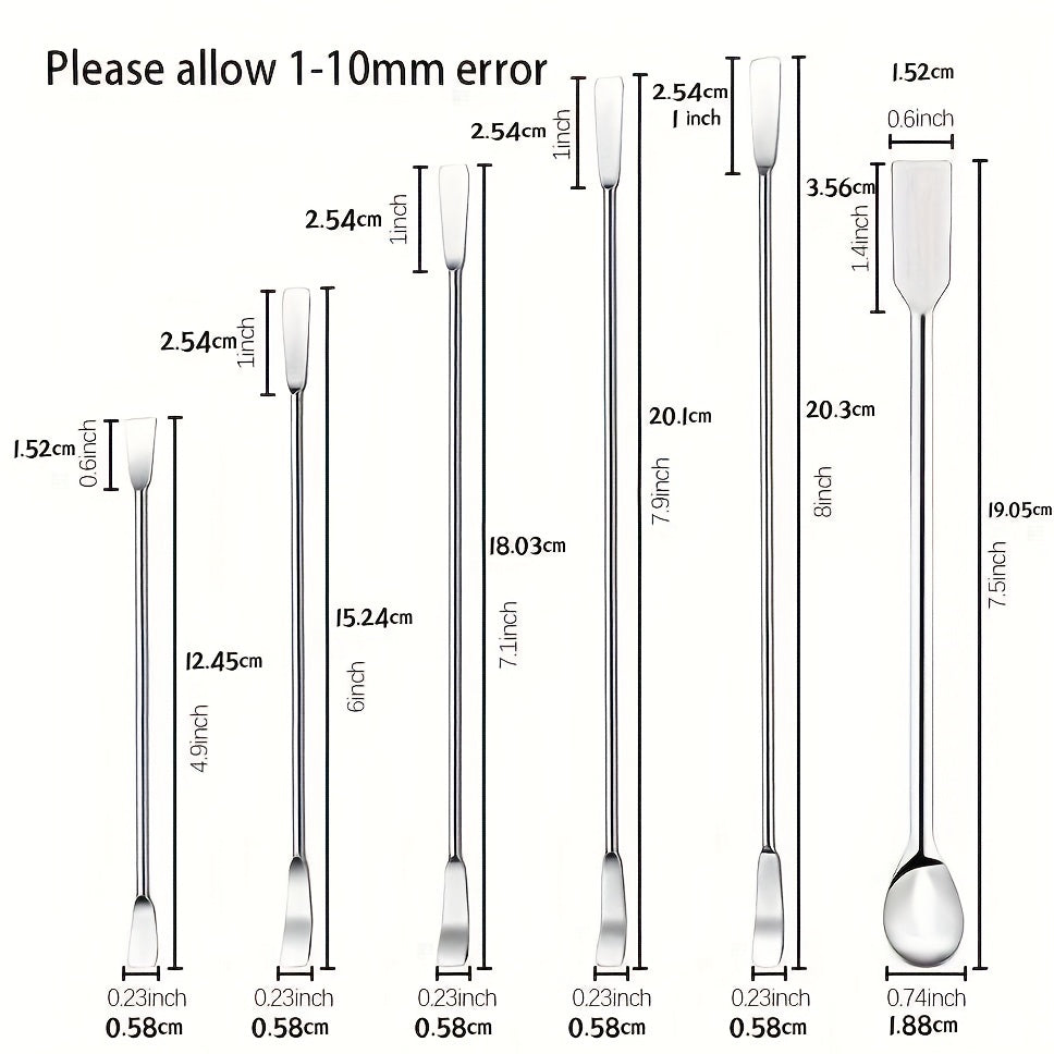12pcs Lab Spatula Stainless Steel Micro Laboratory Scoops Mixing Spoon