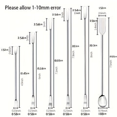 12pcs Lab Spatula Stainless Steel Micro Laboratory Scoops Mixing Spoon