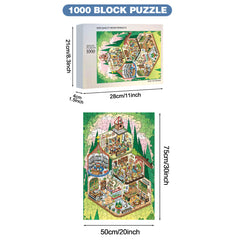 Wooden Puzzle - 500/1000pcs Cartoon Store Print - Stress Relief Family Game