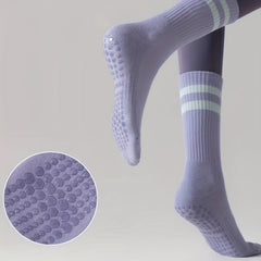 2 Pairs Yoga Socks Anti-Slip Dance Socks Breathable Mid-Tube Pilates Socks