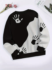 Yinyang Palm Sweatshirt Crew Neck Long Sleeve for Sports