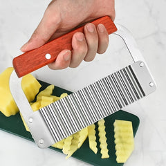 Crinkle Potato Cutter Wavy Chopper Stainless Steel Blade Kitchen Tool