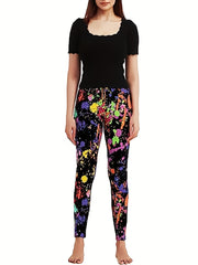 Splash Ink Print Leggings Casual Skinny Workout Leggings Women's Clothing