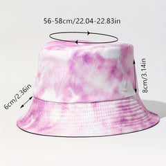 Purple Tie Dye Bucket Hat Casual Basin Hat Lightweight Sunscreen Fisherman Cap