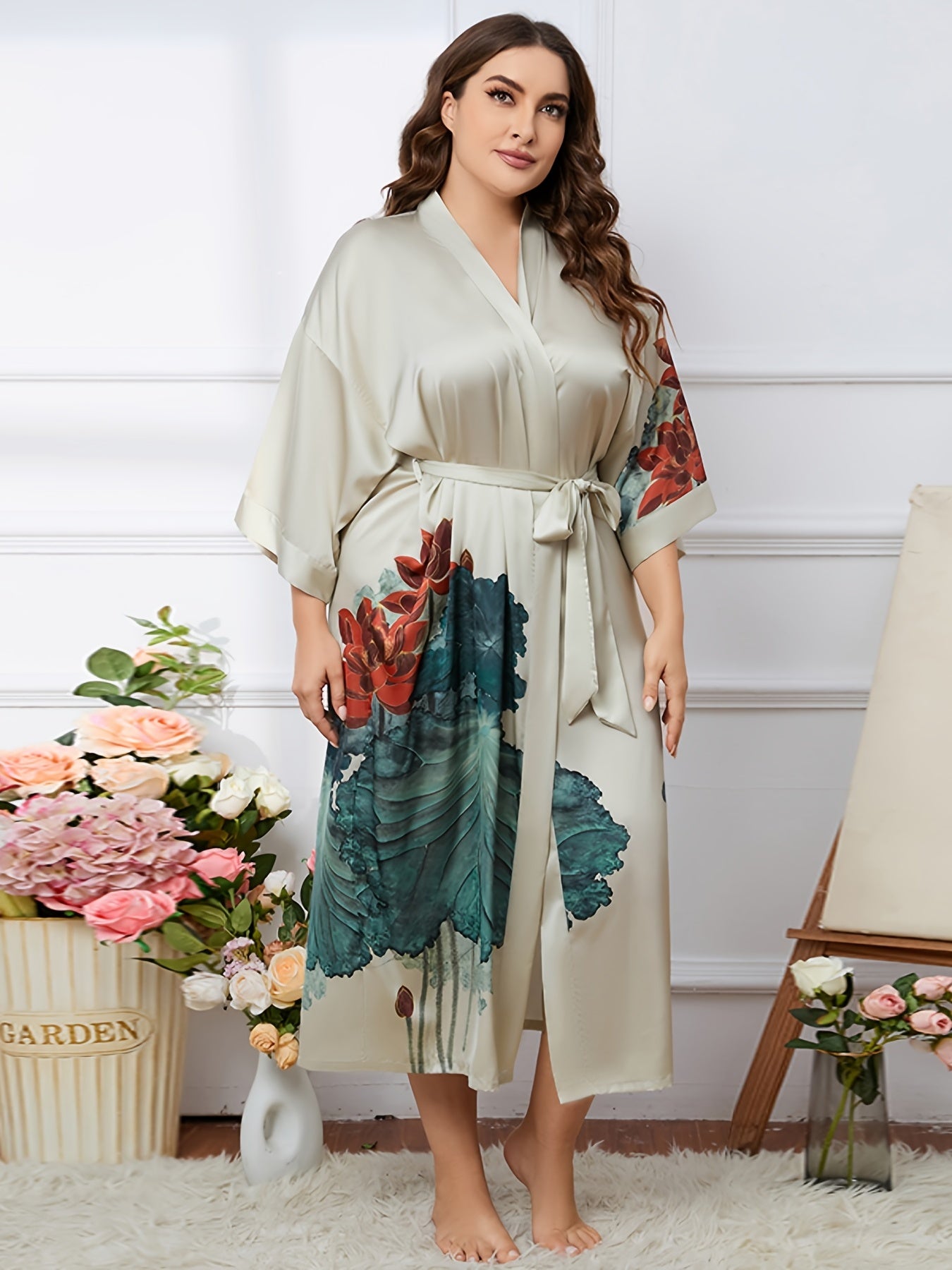Ramadan Graphic Print Long Sleeve Bathrobe