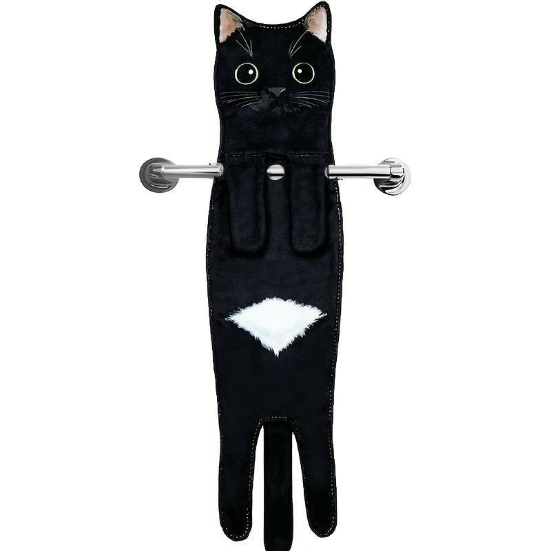 Cat Pattern Hanging Towel, Funny Decorative Fingertip Towel