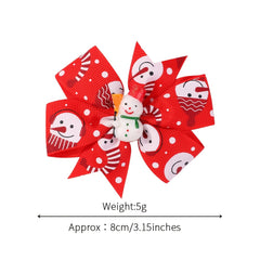 6pcs Baby Girls Christmas Hair Accessories with Bow Hair Clips