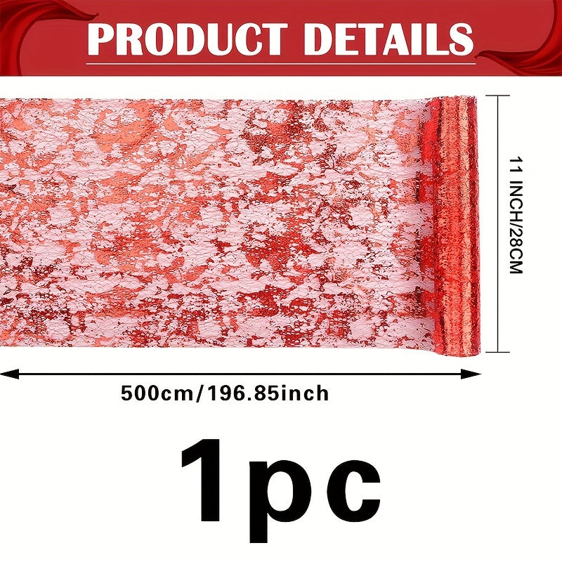Red Moire Mesh Table Runner Halloween Bloody Tablecloth