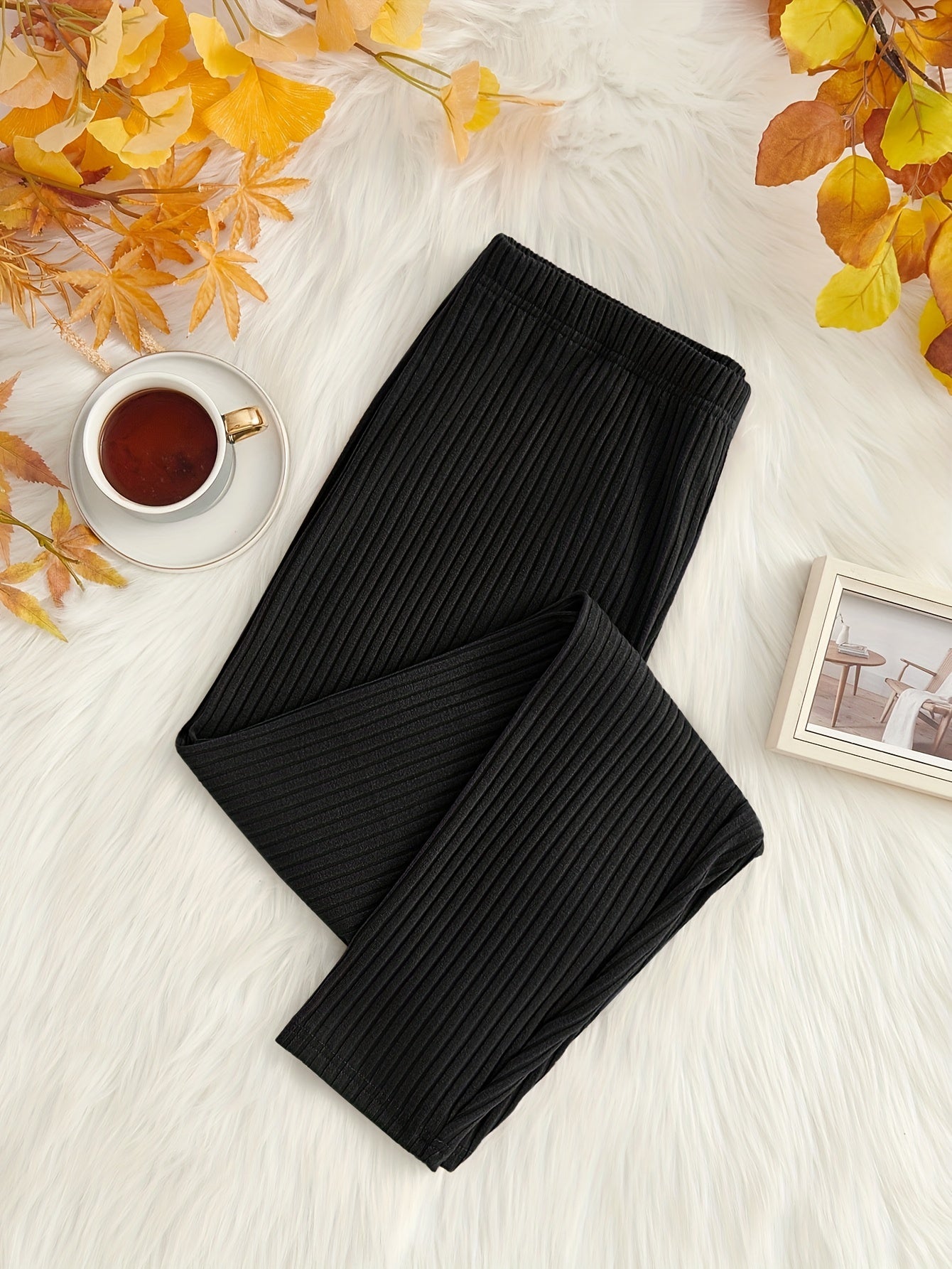 Women's Plus Ribbed Knit Waist Sleep Leggings
