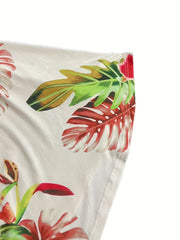 Tropical Print Off Shoulder Top & Shorts Set