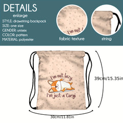 Animal Drawstring Bag Oxford Cloth Digital Print Backpack