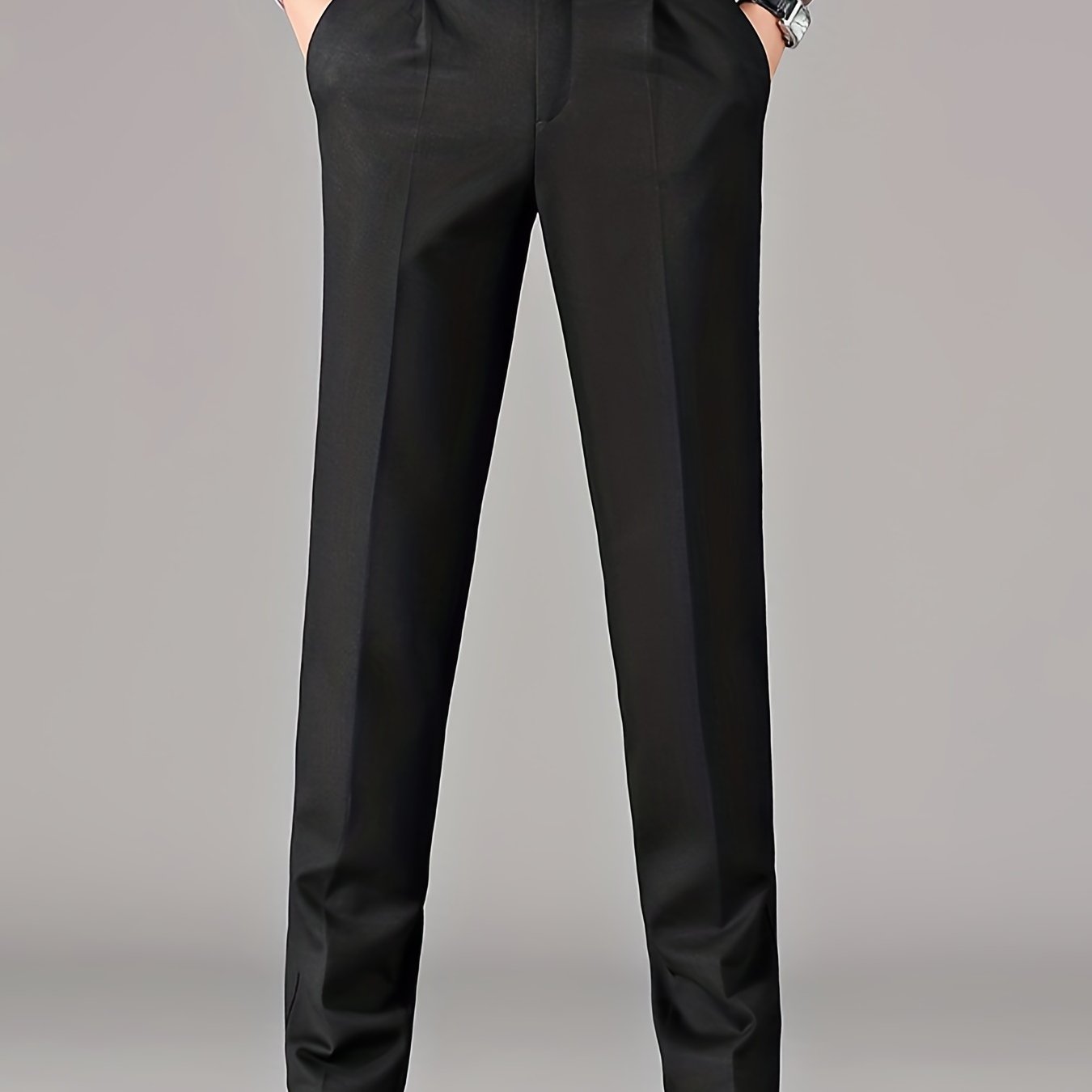 Men's Classic Solid Stretch Dress Pants for Business Fall Winter