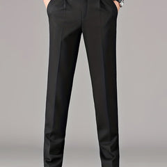 Men's Classic Solid Stretch Dress Pants for Business Fall Winter