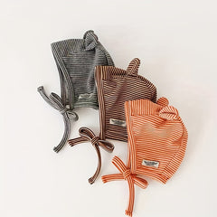 Striped Baby Ear Protection Hat Spring Autumn Cap