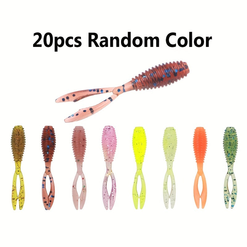 80pcs 3.0g Bionic Fishing Lures Split Tail Soft Worm Bait