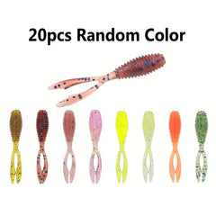 80pcs 3.0g Bionic Fishing Lures Split Tail Soft Worm Bait