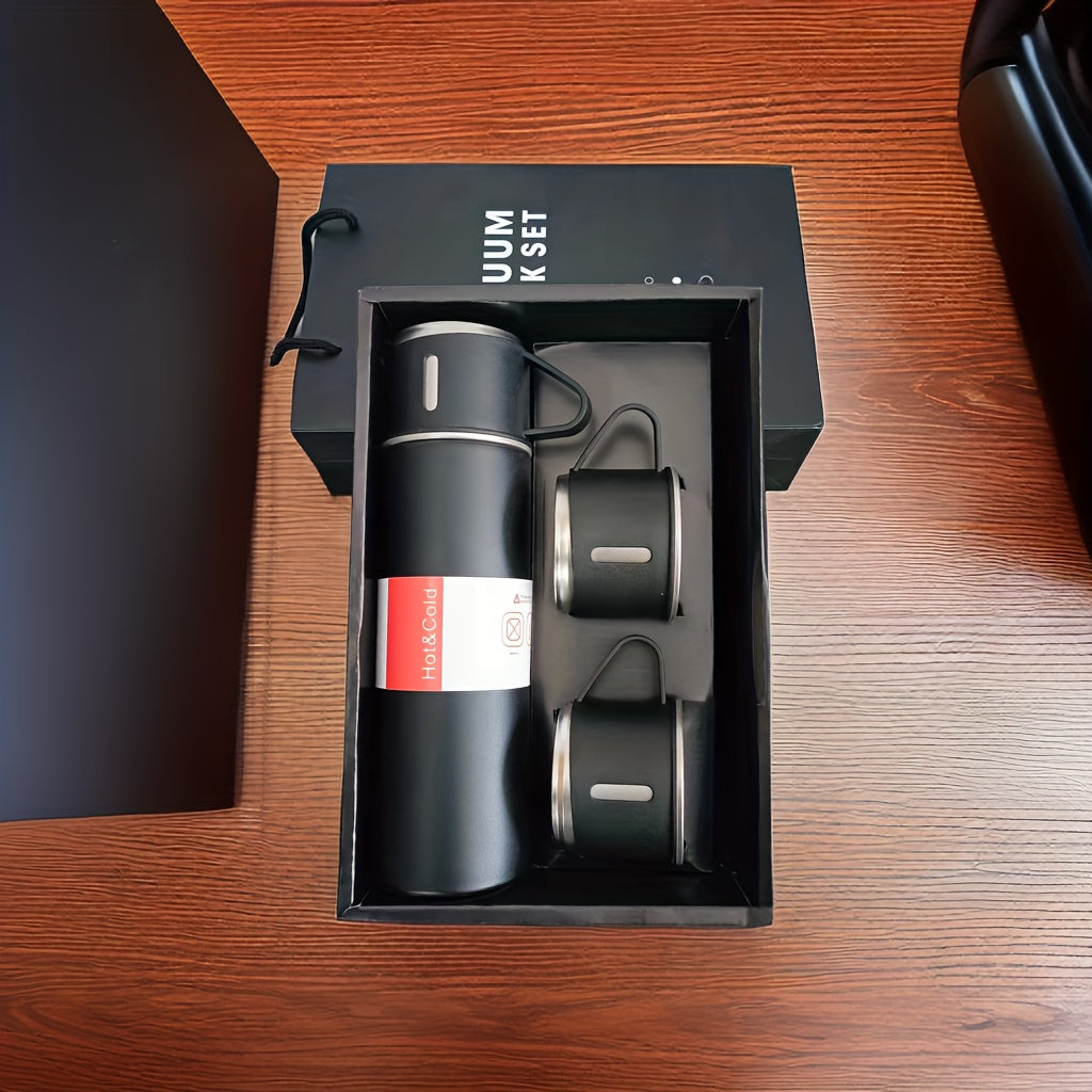 Stainless Steel Insulated Water Bottle 500ml - Leakproof with 2 Extra Lids