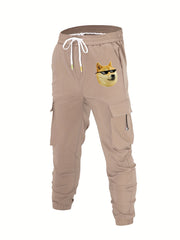 Dog Pocket Cotton Cargo Pants Men's Casual Drawstring Cargo Joggers