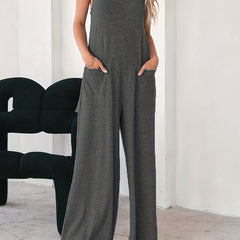 Casual Cami Jumpsuit Women's Plus Heathered Wide Leg Jumpsu