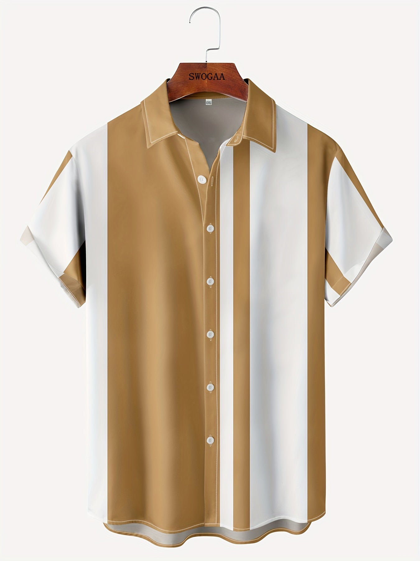 Stripe Print Men s Casual Short Sleeve Shirt for Summer Vacation