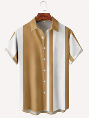 Stripe Print Men s Casual Short Sleeve Shirt for Summer Vacation