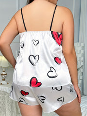 Women's Plus Heart Print Cami Top & Shorts Pajama 2 Piece Set