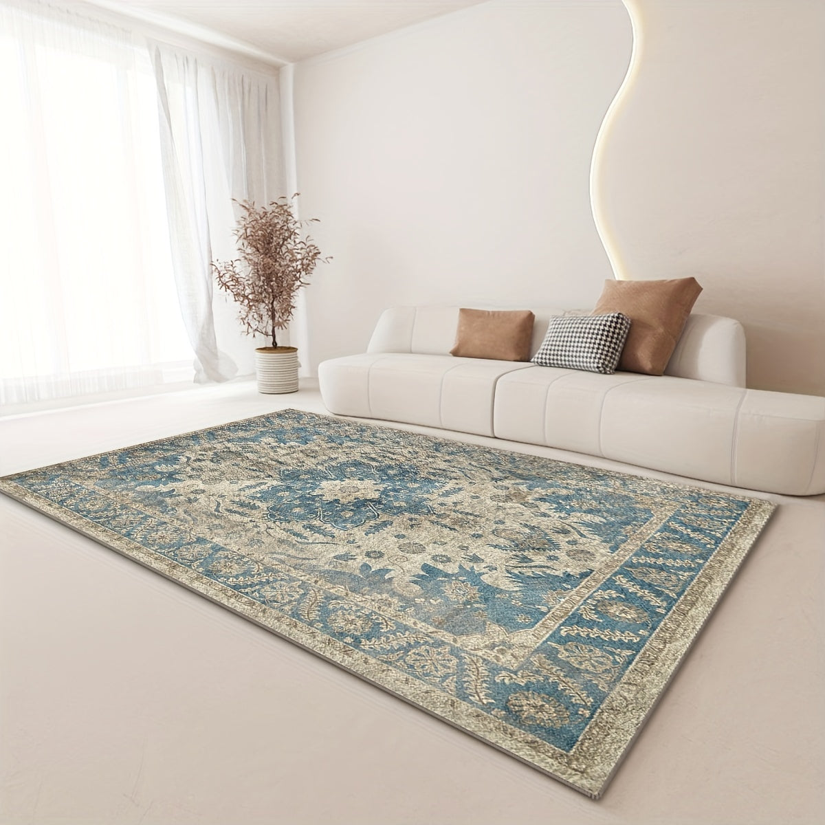 Vintage Nordic Bohemian Living Room Carpet Sofa Coffee Table Washable Entry Rug