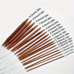 18pcs Bamboo Circular Needles Crochet Hooks Set 2-10MM Smooth Sewing Tools