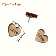 20pcs Boxed Cork Message Pins Wooden Love Push Pins Racer Pins