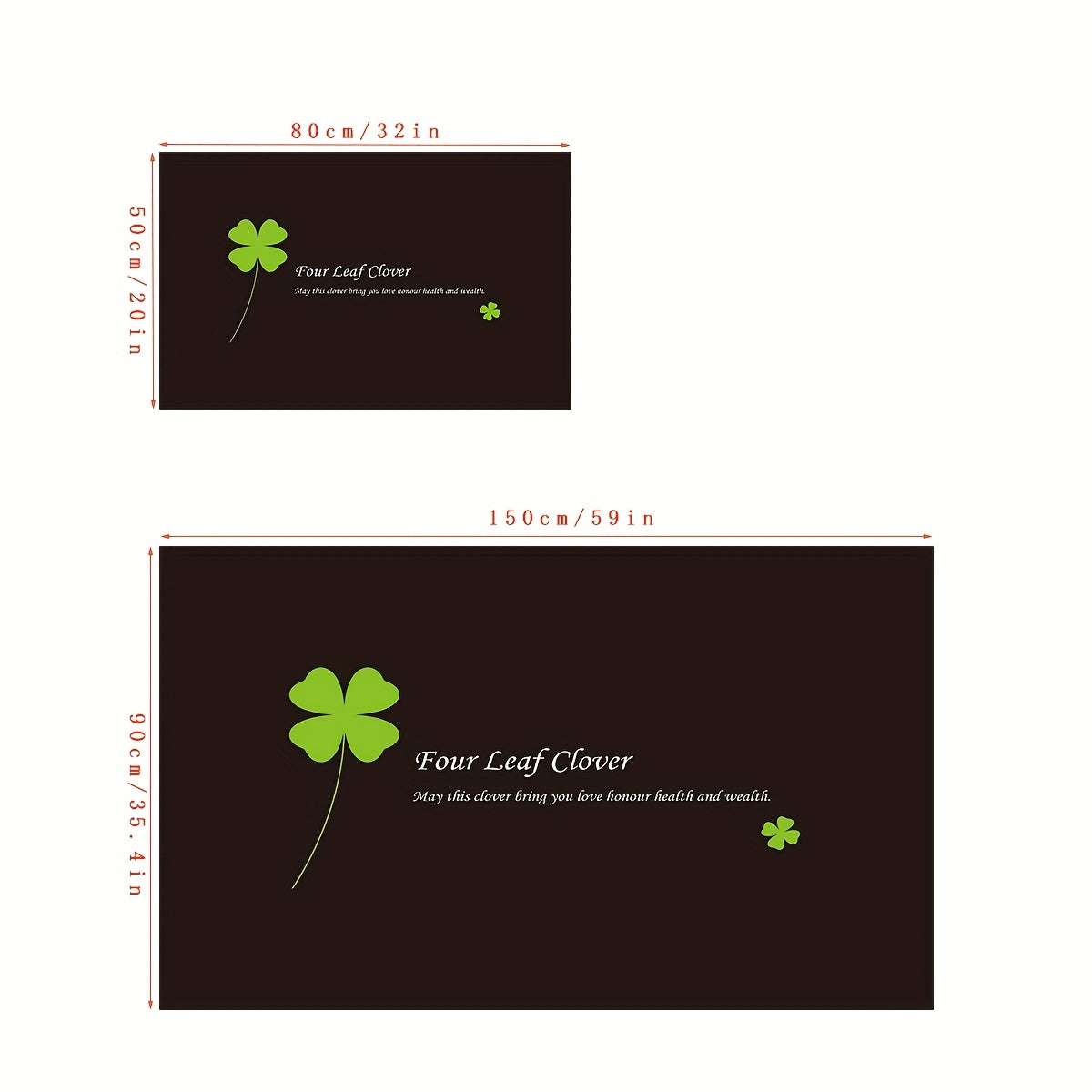 Slogan Graphic Non slip Doormat Clover & Letter Pattern Area Rug Halloween Decor