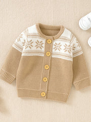 Toddler Baby Knit Sweater Jacquard Cardigan Christmas Top