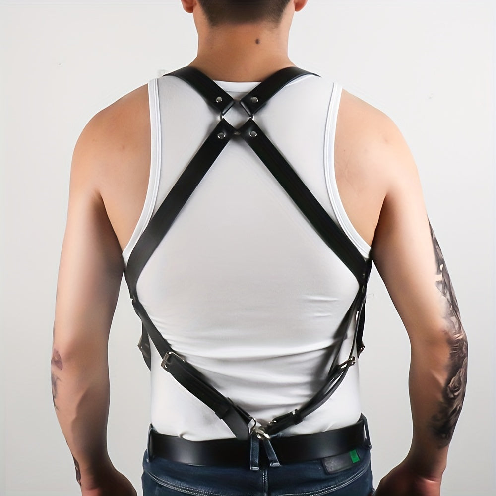 Men's Punk Shoulder Harness PU Leather Belt for Cosplay