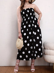 Boho Tube Dress Women's Plus Polka Dot Print Maxi Tube Dress