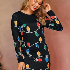 Women's Graphic Print Long Sleeve Mini Dress