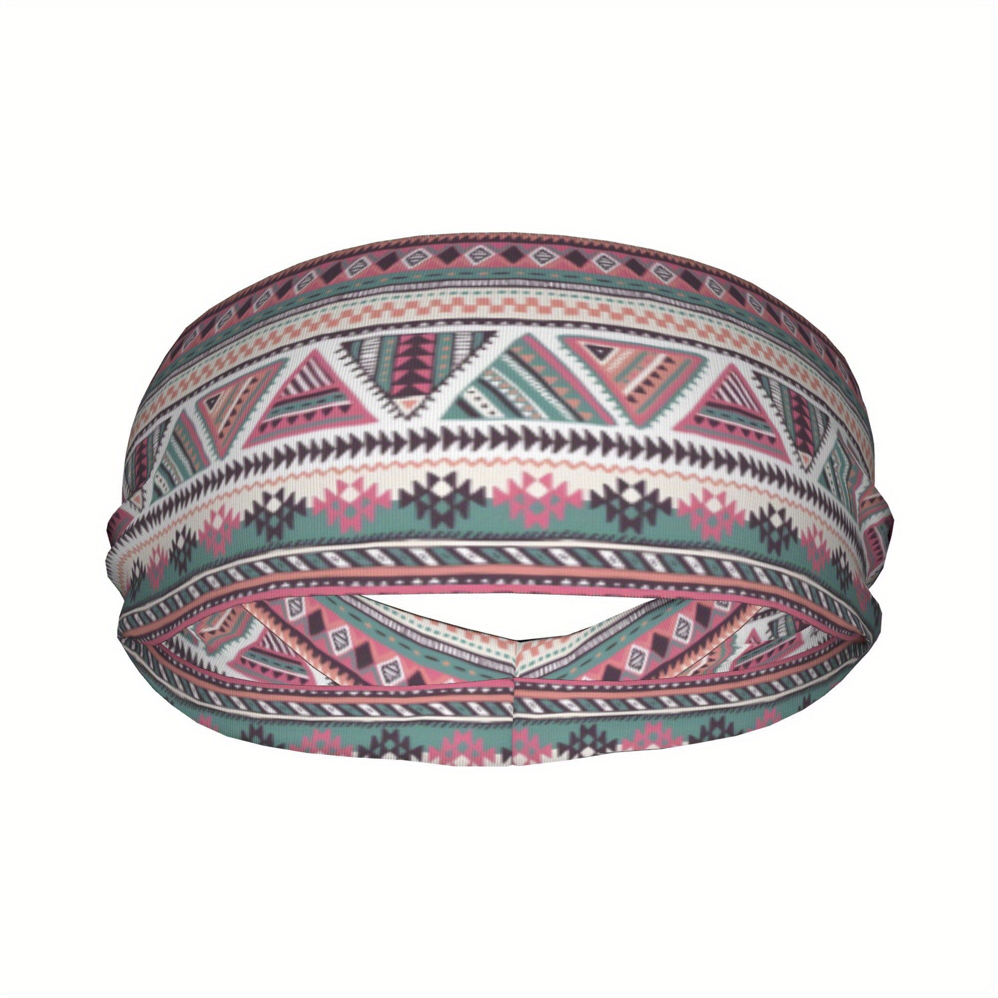 Bohemian Pink Sports Headband Sweat Wicking Stretchy Breathable Polyester