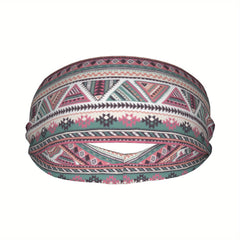 Bohemian Pink Sports Headband Sweat Wicking Stretchy Breathable Polyester