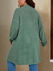 Waffle Pattern Longline Sweater Cardigan